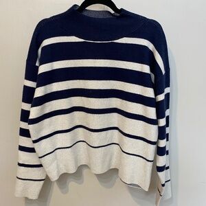 Maeve Anthropologie Navy Blue & White Striped Sweater Women’s Size Small